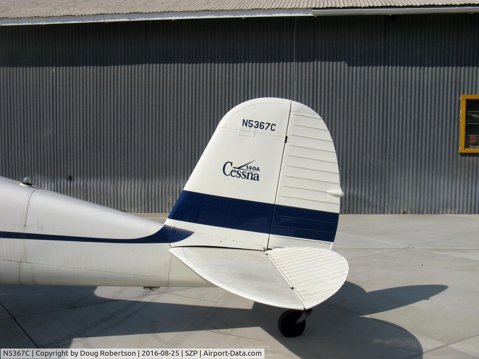 N5367C, 1950 Cessna 140A C/N 15498, 1950 Cessna 140A, Continental C90 90 Hp, tail logo
