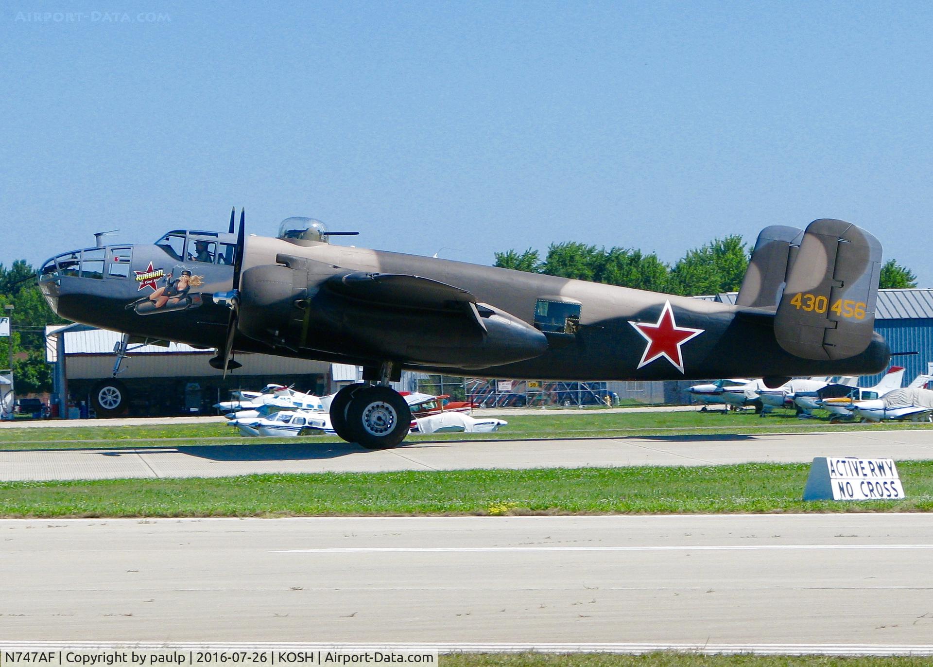 N747AF, 1944 North American B-25J Mitchell Mitchell C/N 108-33731, At AirVenture 2016.
