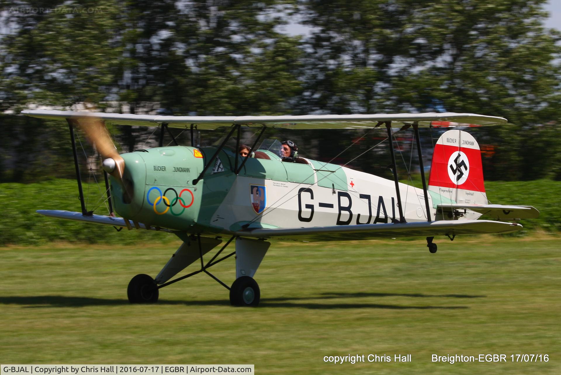 G-BJAL, 1957 Bucker 1-131E Jungmann C/N 1028, at Breighton's Summer Fly-in