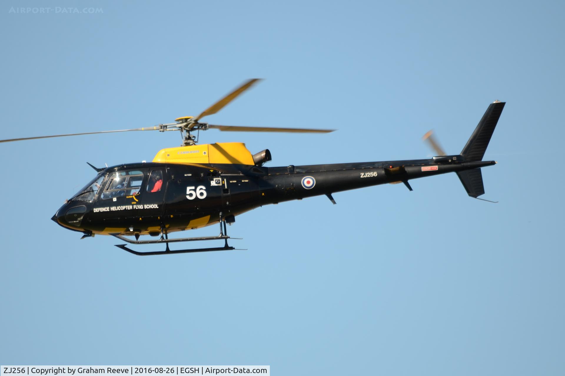 ZJ256, 1997 Eurocopter AS-350BB Squirrel HT1 Ecureuil C/N 2971, Landing at Norwich.