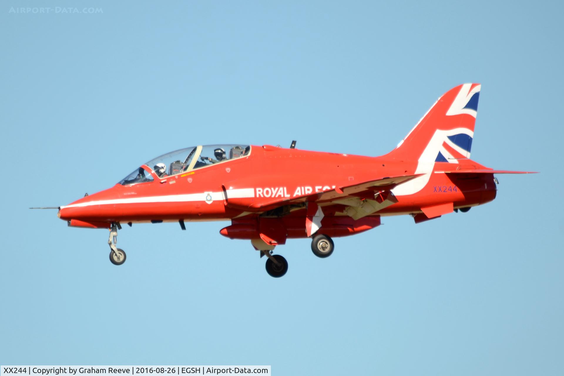 XX244, 1978 Hawker Siddeley Hawk T.1 C/N 080/312080, Landing at Norwich.