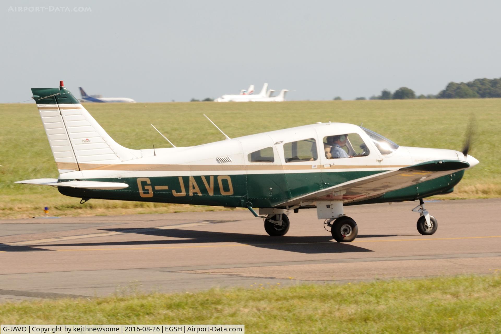 G-JAVO, 1979 Piper PA-28-161 Warrior C/N 28-8016130, Leaving Norwich.
