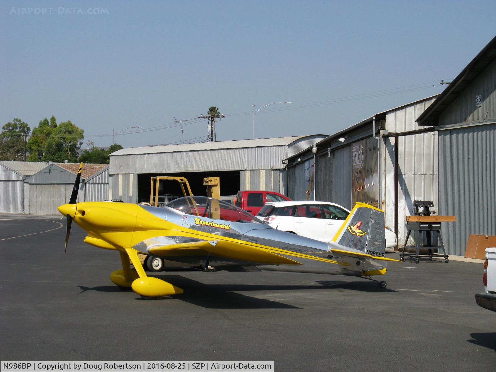 N986BP, 2013 Vans RV-4 C/N 4107, 2013 Stewart VAN's RV-4 'Banana Puddin', Lycoming O-320-D1A 160 Hp, beautiful build and finish, outside hangar