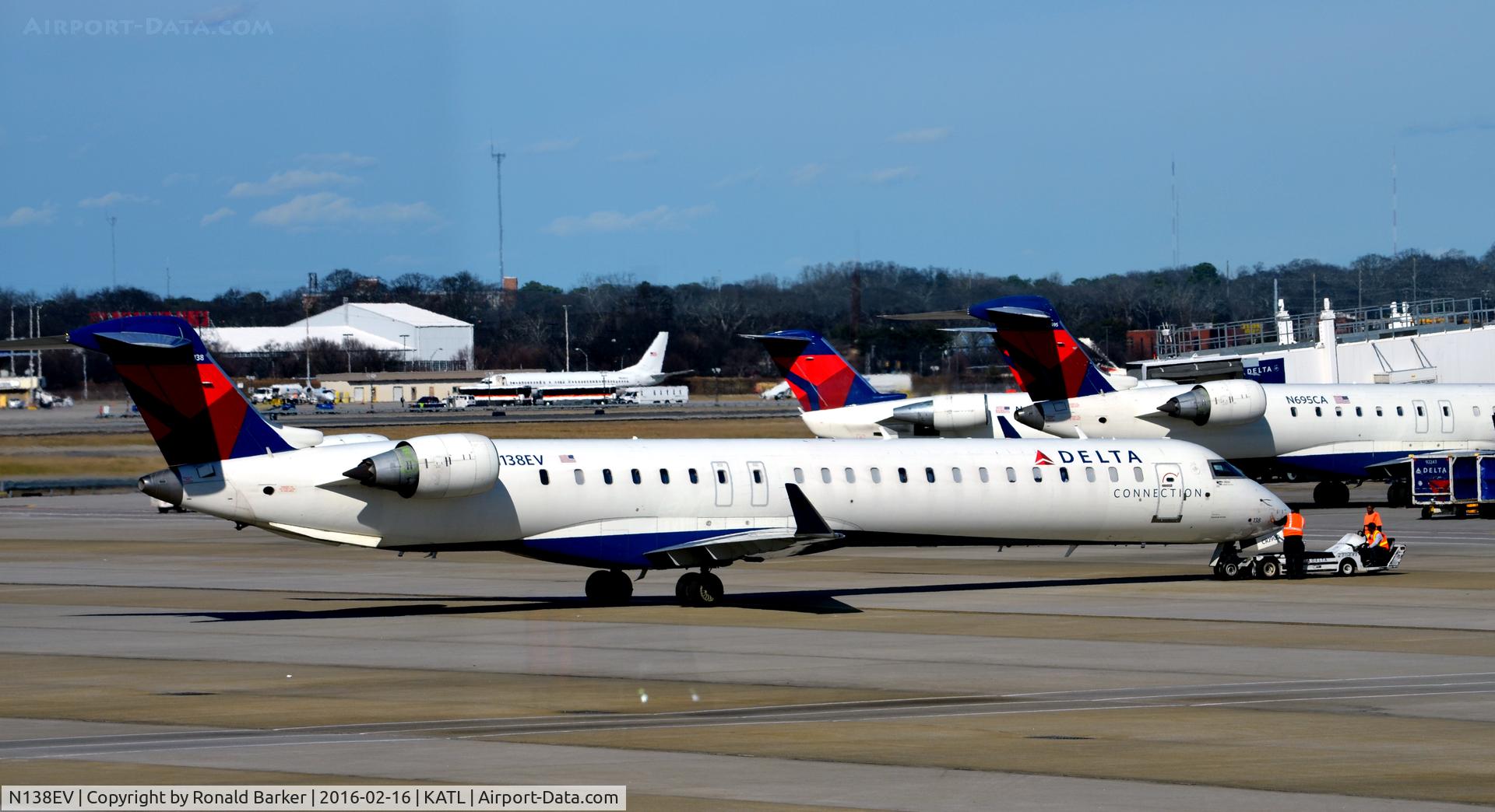 N138EV, 2010 Bombardier CRJ-900ER (CL-600-2D24) C/N 15235, Pushback ATL