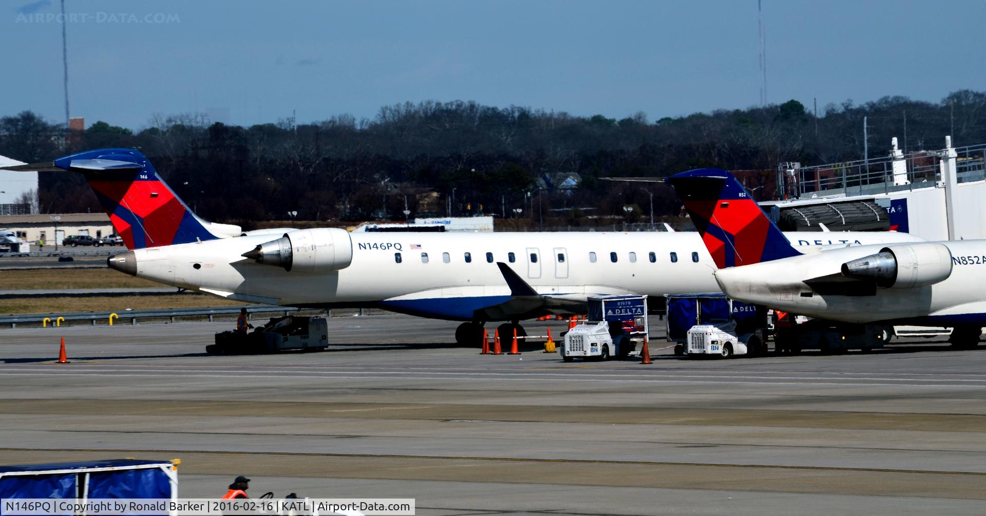 N146PQ, 2007 Bombardier CRJ-900ER (CL-600-2D24) C/N 15146, At the gate ATL