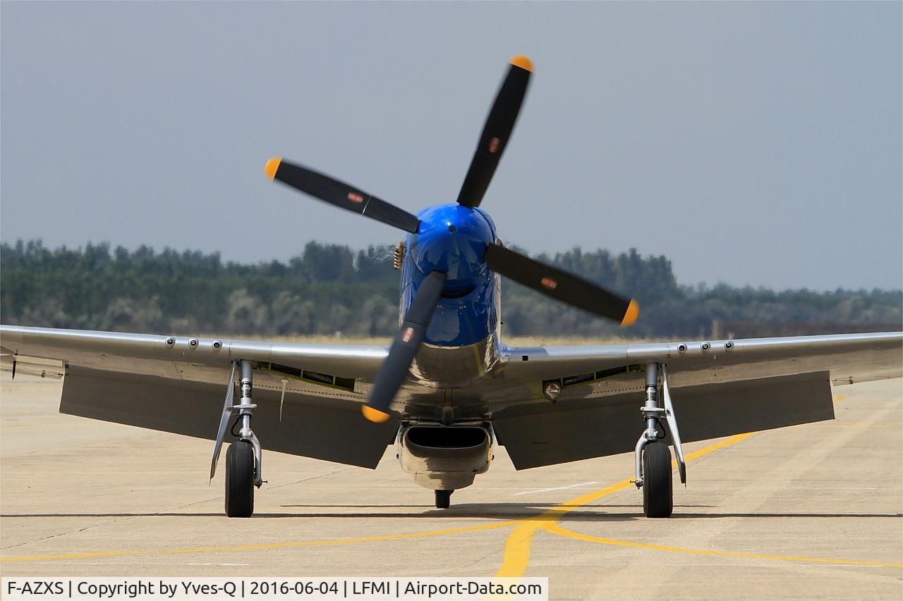 F-AZXS, 1944 North American F-51D Mustang C/N 122-40196, North American F-51D Mustang, Taxiing to parking area, Istres-Le Tubé Air Base 125 (LFMI-QIE) open day 2016