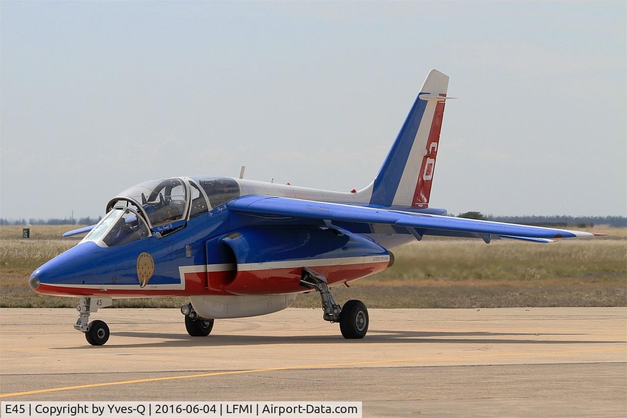 E45, Dassault-Dornier Alpha Jet E C/N E45, Dassault-Dornier Alpha Jet E (F-TETF), Athos 06 of Patrouille de France 2016, Taxiing to holding point, Istres-Le Tubé Air Base 125 (LFMI-QIE) open day 2016