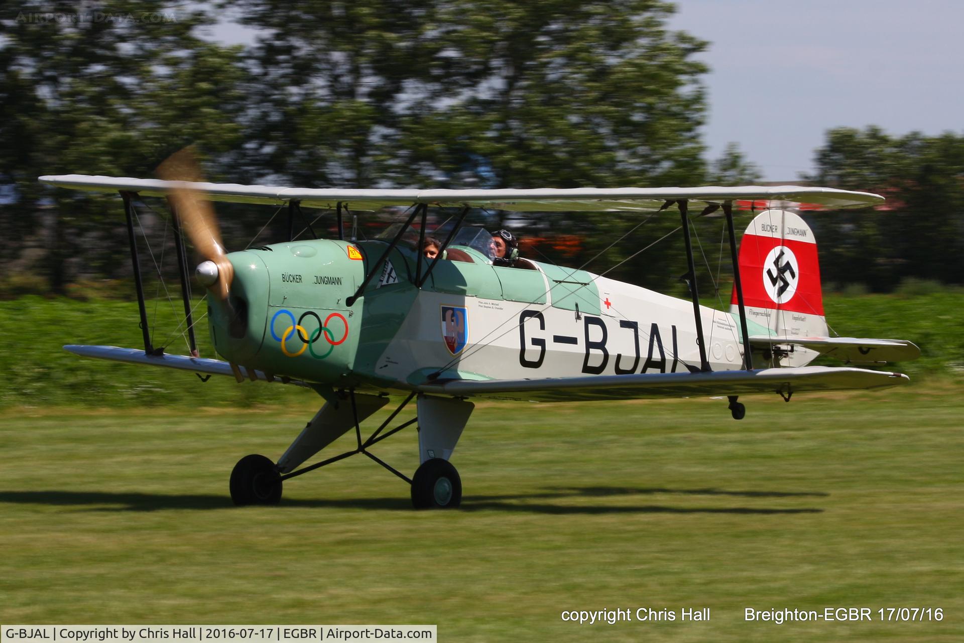 G-BJAL, 1957 Bucker 1-131E Jungmann C/N 1028, at Breighton's Summer Fly-in