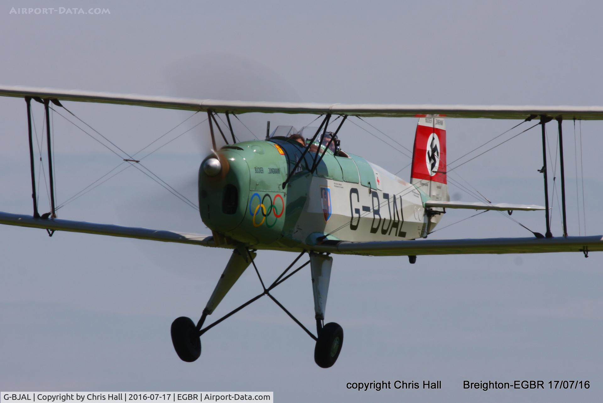 G-BJAL, 1957 Bucker 1-131E Jungmann C/N 1028, at Breighton's Summer Fly-in