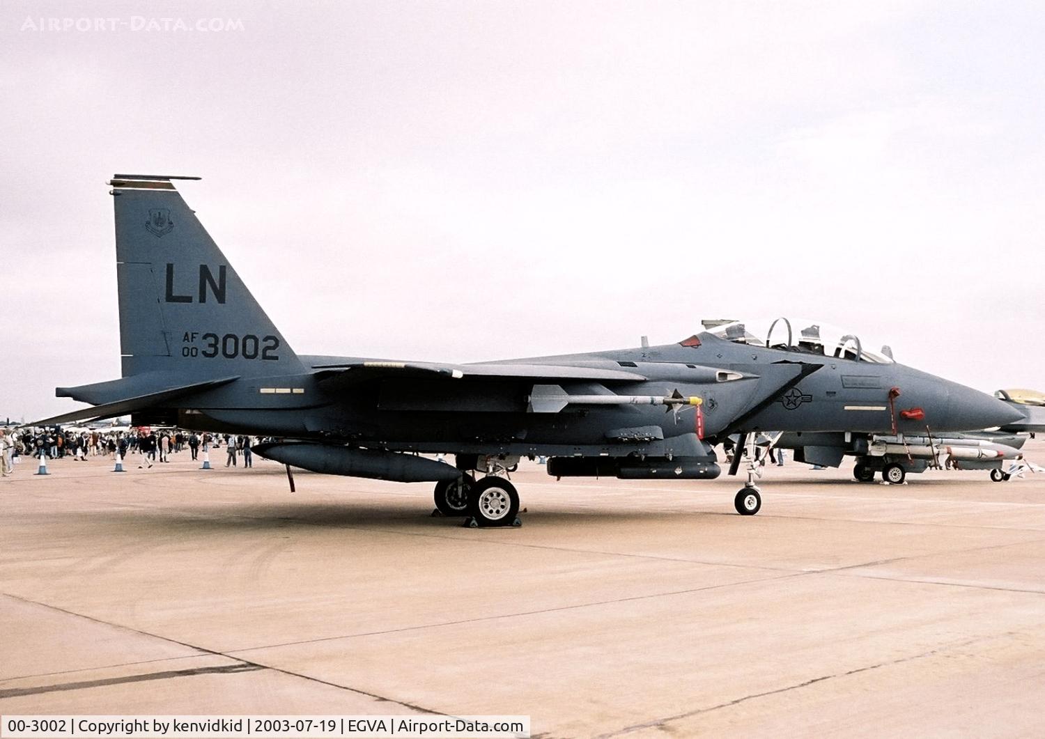 00-3002, 2000 McDonnell Douglas F-15E Strike Eagle C/N 1368/E229, USAF at RIAT.