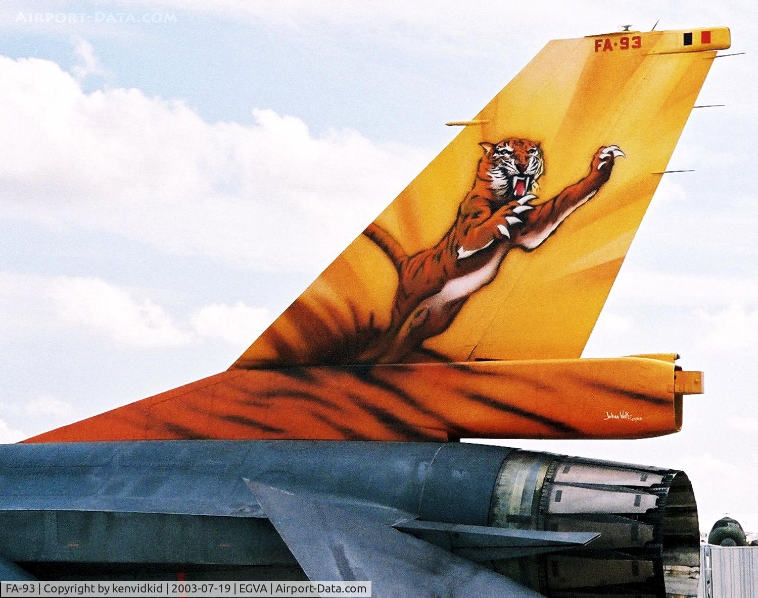 FA-93, 1980 SABCA F-16AM Fighting Falcon C/N 6H-93, Tail detail.