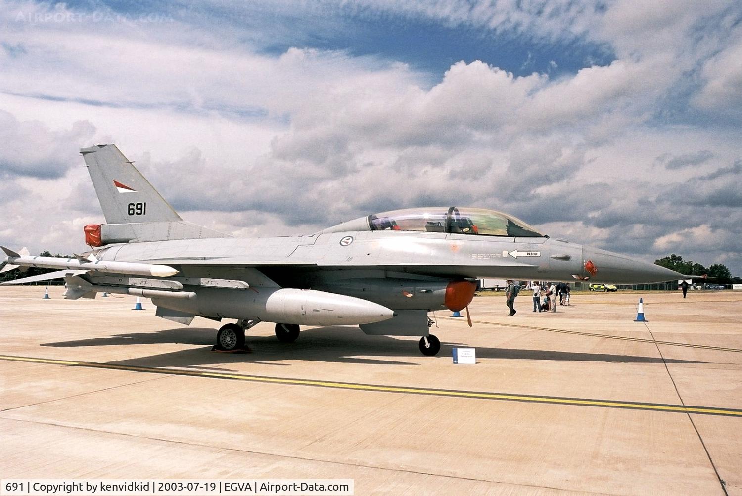 691, 1980 Fokker F-16B Fighting Falcon C/N 6L-10, Royal Norwegian Air Force at RIAT.