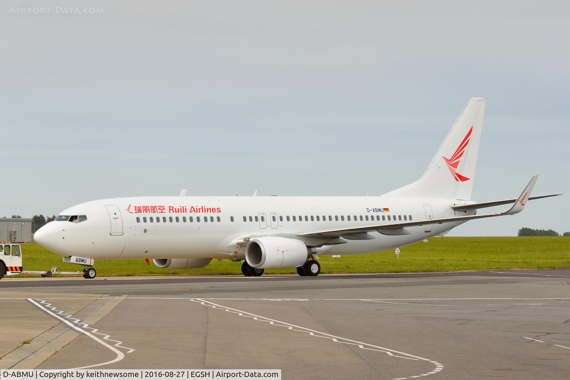 D-ABMU, 2013 Boeing 737-86J C/N 39384, Out of spray in Ruili Airlines colour scheme.