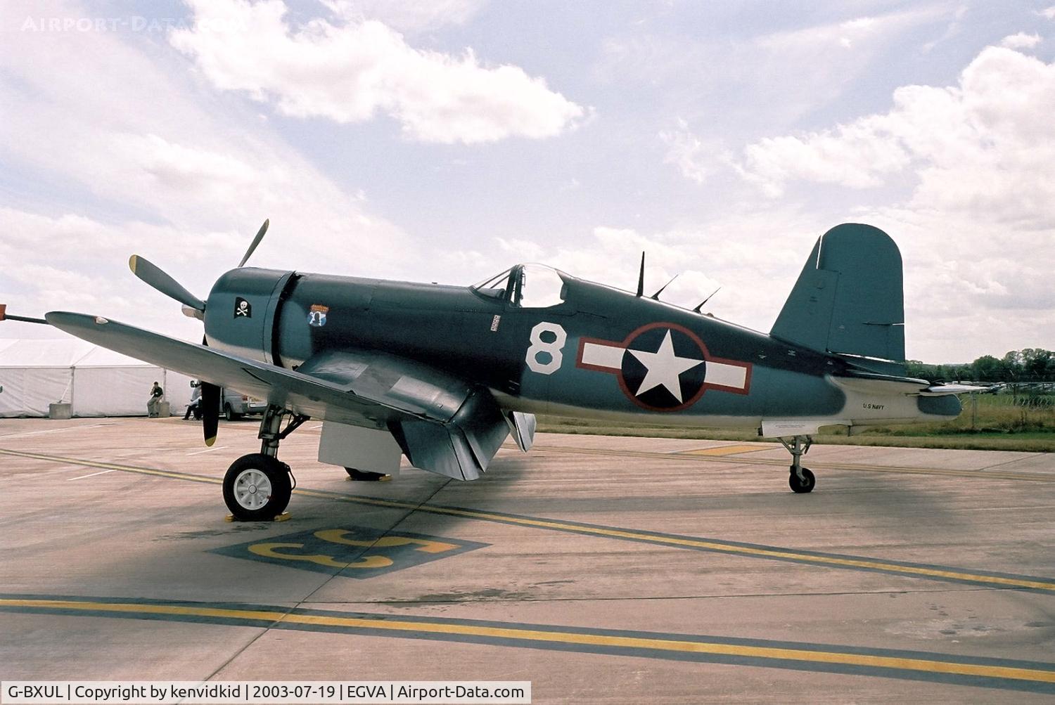 G-BXUL, 1945 Goodyear FG-1D Corsair C/N 3205, In the 100 Years of Flight enclave at RIAT.