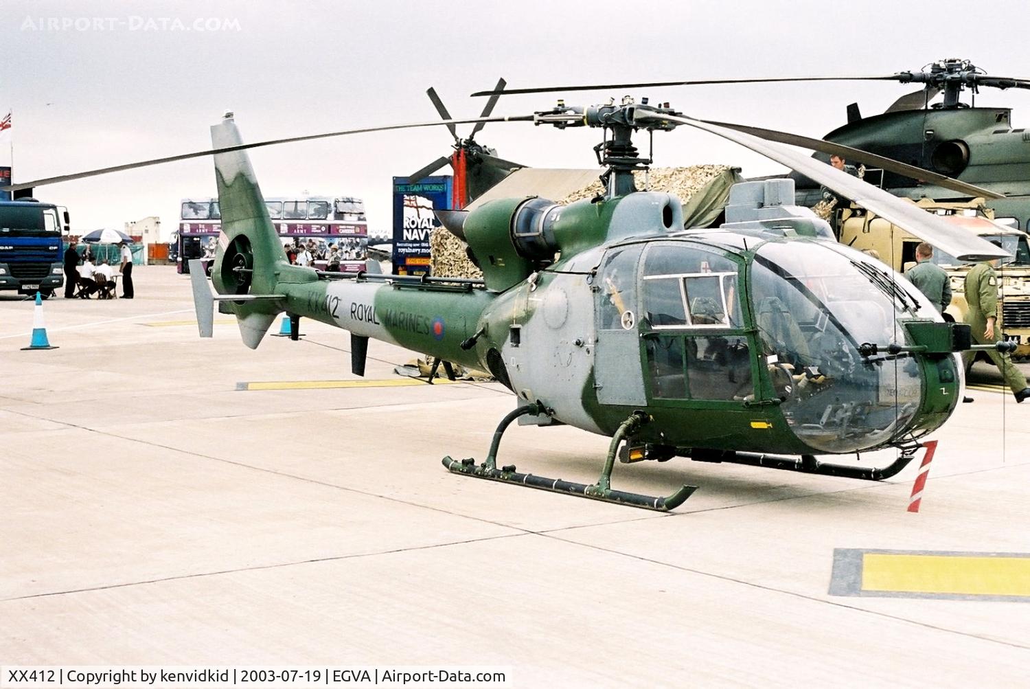 XX412, 1975 Westland SA-341B Gazelle AH1 C/N 1362, Royal Marines at RIAT.