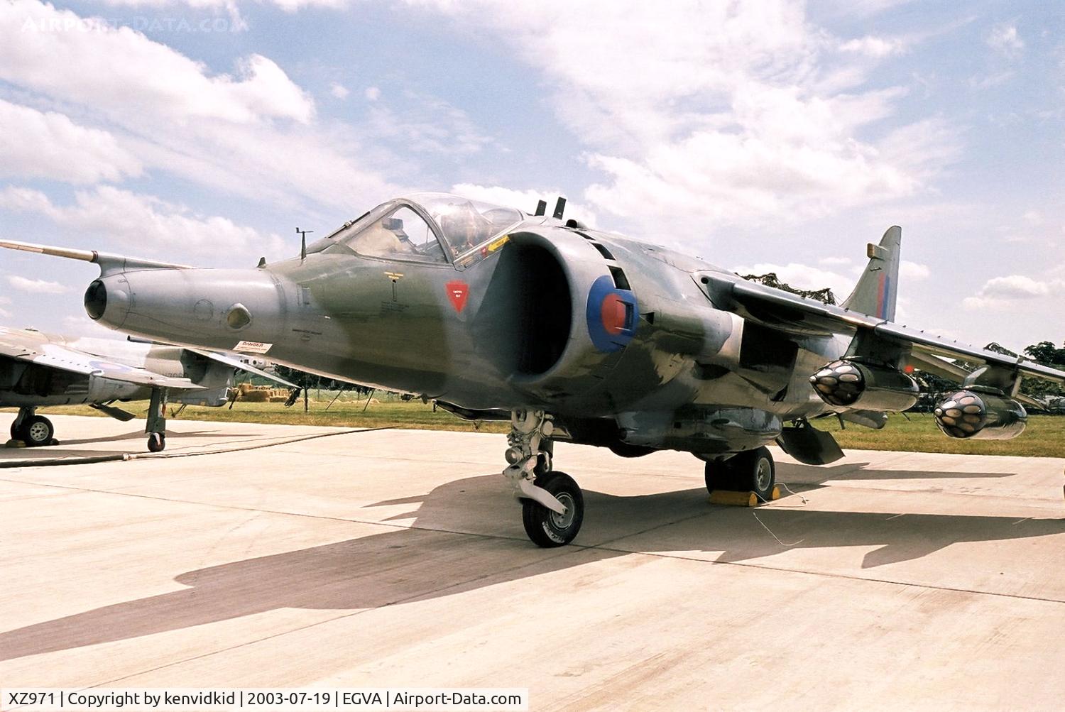 XZ971, 1981 British Aerospace Harrier GR.3 C/N 712207, In the 100 Years of Flight enclave at RIAT.