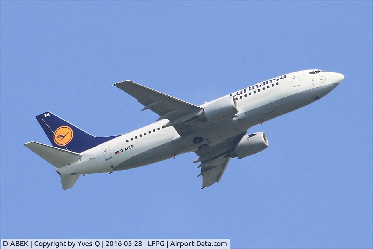 D-ABEK, 1991 Boeing 737-330 C/N 25414, Boeing 737-330, Take off rwy 06R, Roissy Charles De Gaulle airport (LFPG-CDG)