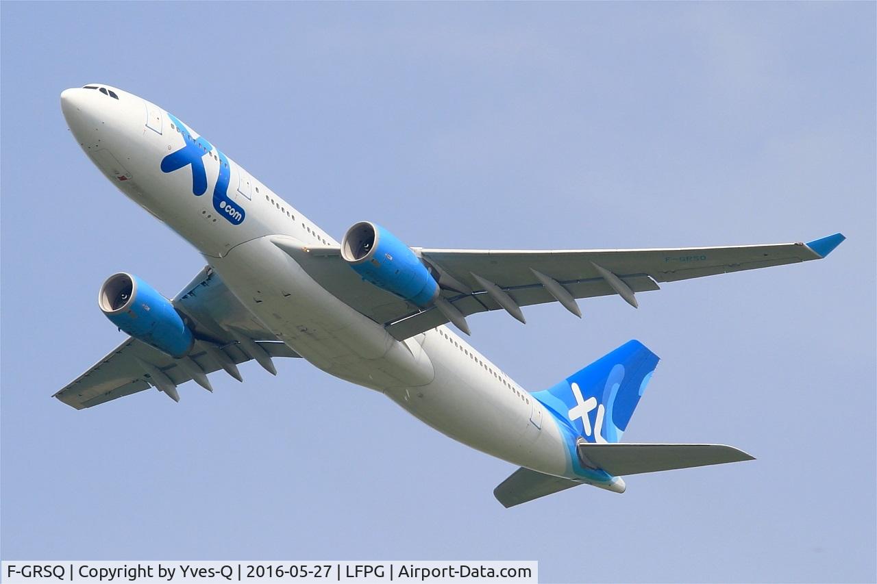 F-GRSQ, 2002 Airbus A330-243 C/N 501, Airbus A330-243, Take off rwy 27L, Roissy Charles De Gaulle airport (LFPG-CDG)