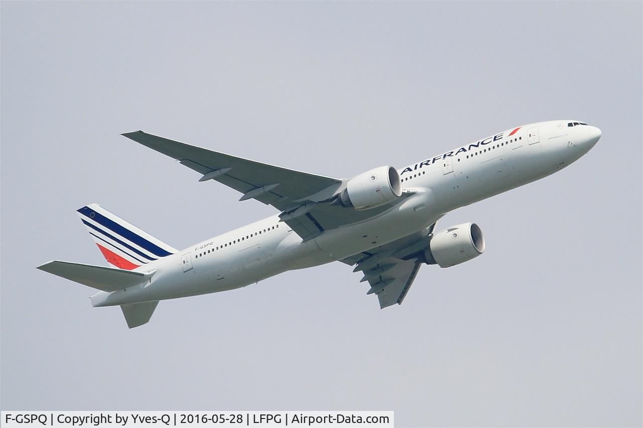 F-GSPQ, 2001 Boeing 777-228/ER C/N 28682, Boeing 777-228 (ER), Take off rwy 06R, Roissy Charles De Gaulle airport (LFPG-CDG)