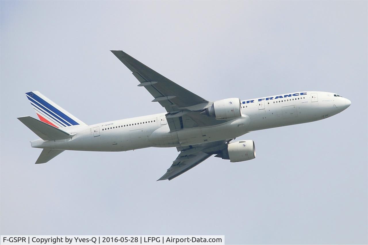 F-GSPR, 2001 Boeing 777-228/ER C/N 28683, Boeing 777-228 (ER), Take off rwy 06R, Roissy Charles De Gaulle airport (LFPG-CDG)
