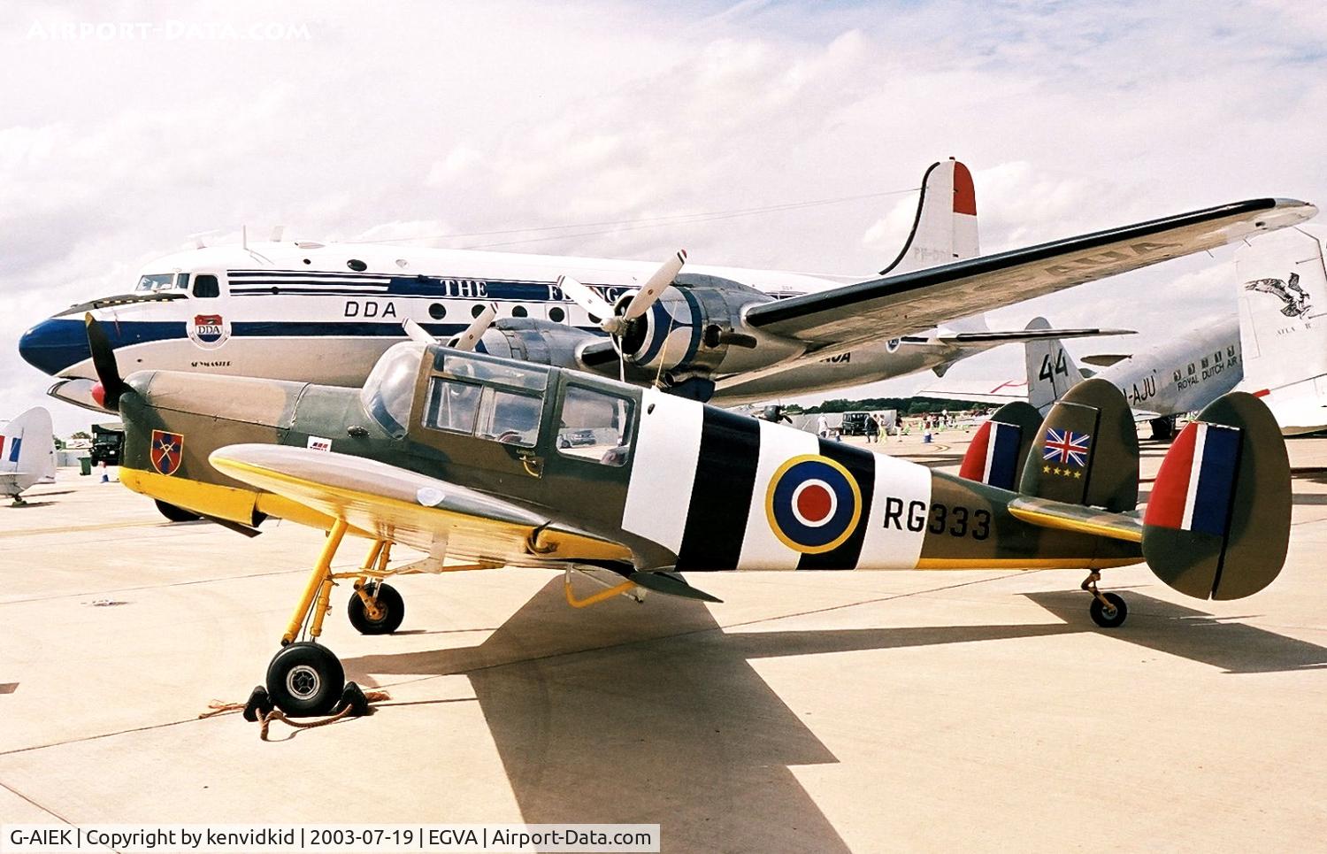 G-AIEK, 1946 Miles M38 Messenger 2A C/N 6339, In the 100 Years of Flight enclave at RIAT.