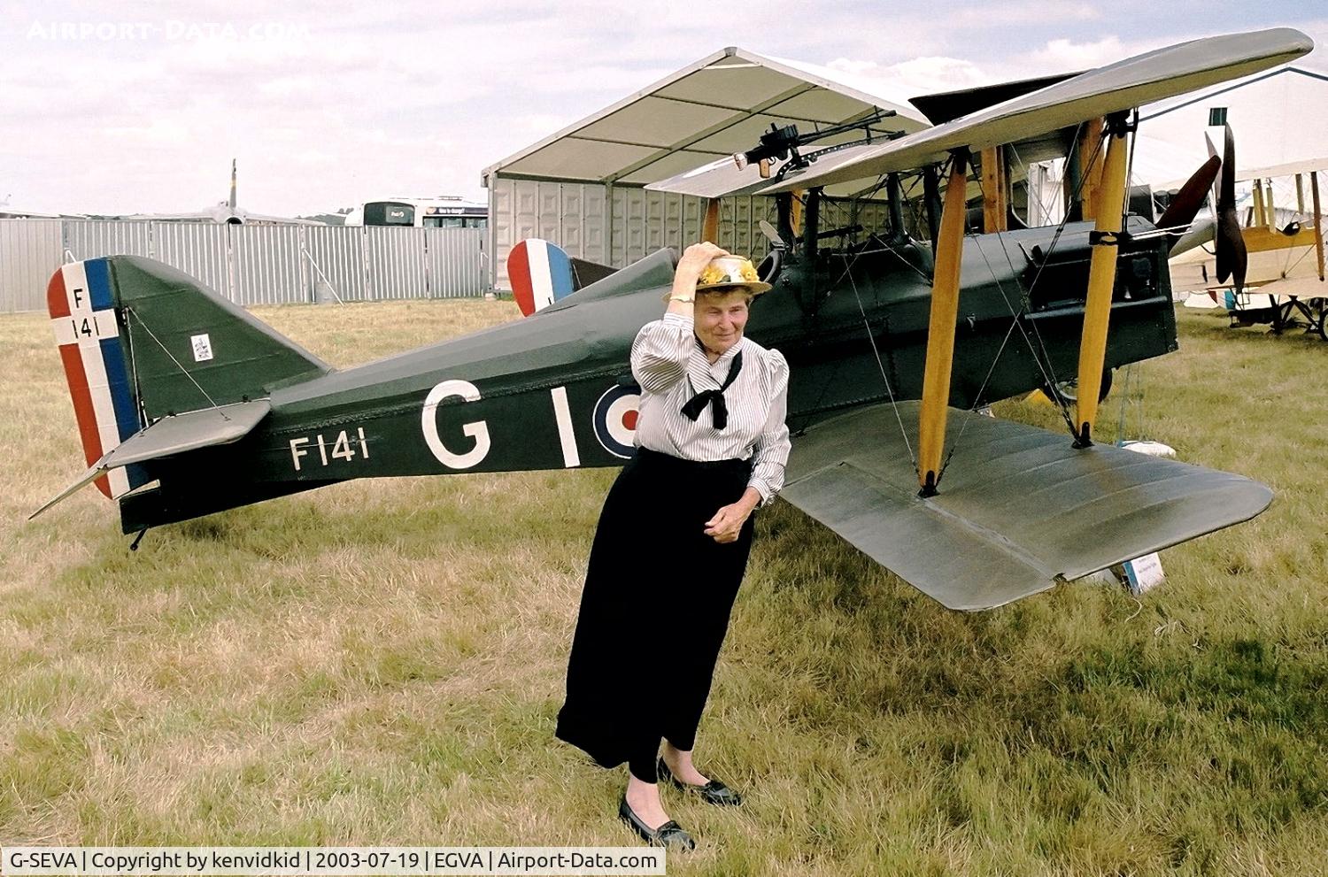 G-SEVA, 1987 Royal Aircraft Factory SE-5A Replica C/N PFA 020-10955, In the 100 Years of Flight enclave at RIAT.