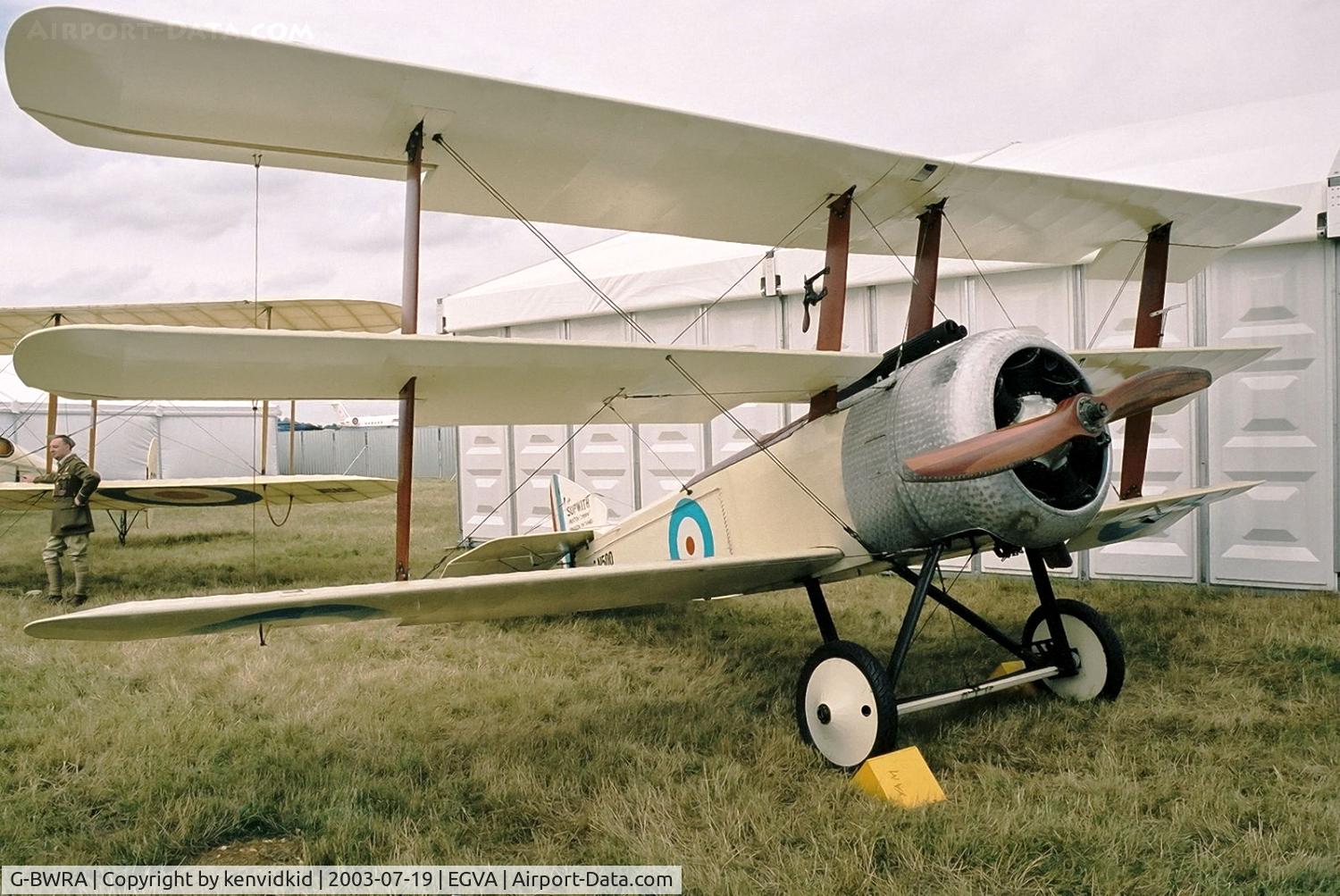 G-BWRA, 1988 Sopwith Triplane Replica C/N PFA 021-10035, In the 100 Years of Flight enclave at RIAT.