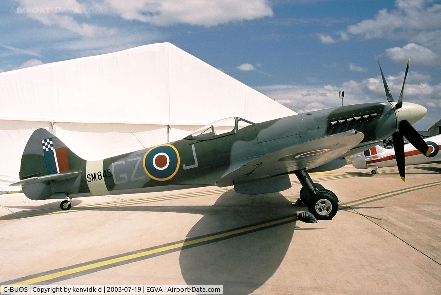 G-BUOS, 1945 Supermarine 394 Spitfire FR.XVIIIe C/N 6S/672224, In the 100 Years of Flight enclave at RIAT.