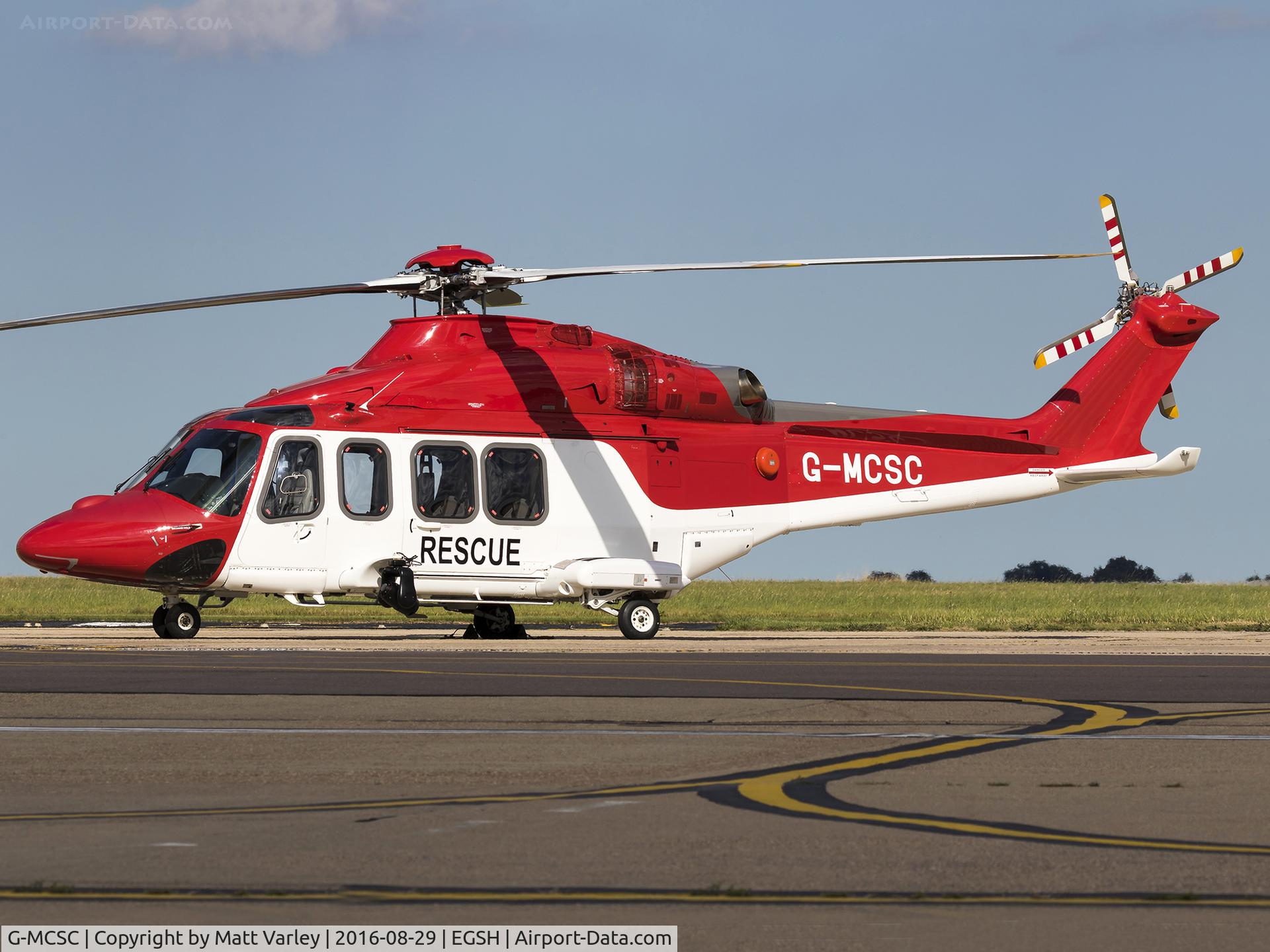 G-MCSC, 2014 AgustaWestland AW-139 C/N 41379, Sat on the Babcock ramp , this will soon be ferried to Aberdeen to cover the SAR duties of the grounded puma's....