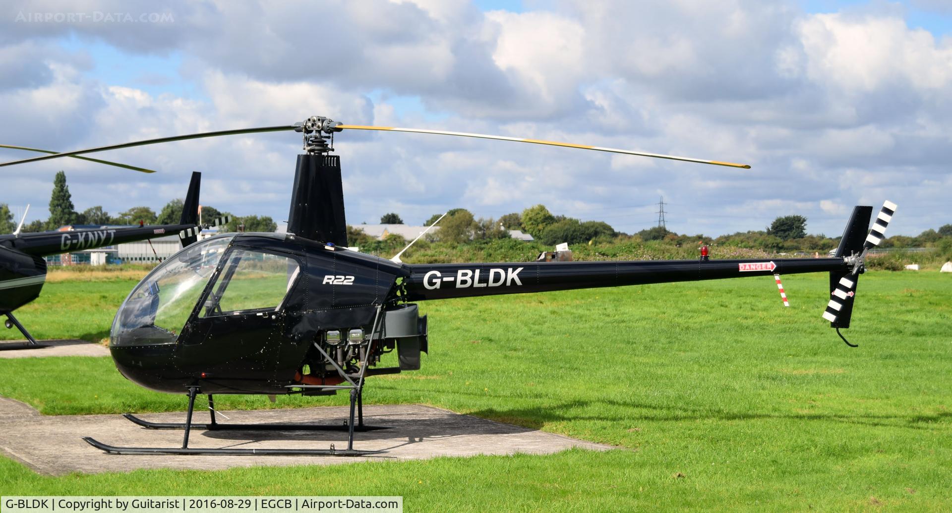 G-BLDK, 1981 Robinson R22 Beta C/N 0139, At City Airport Manchester
