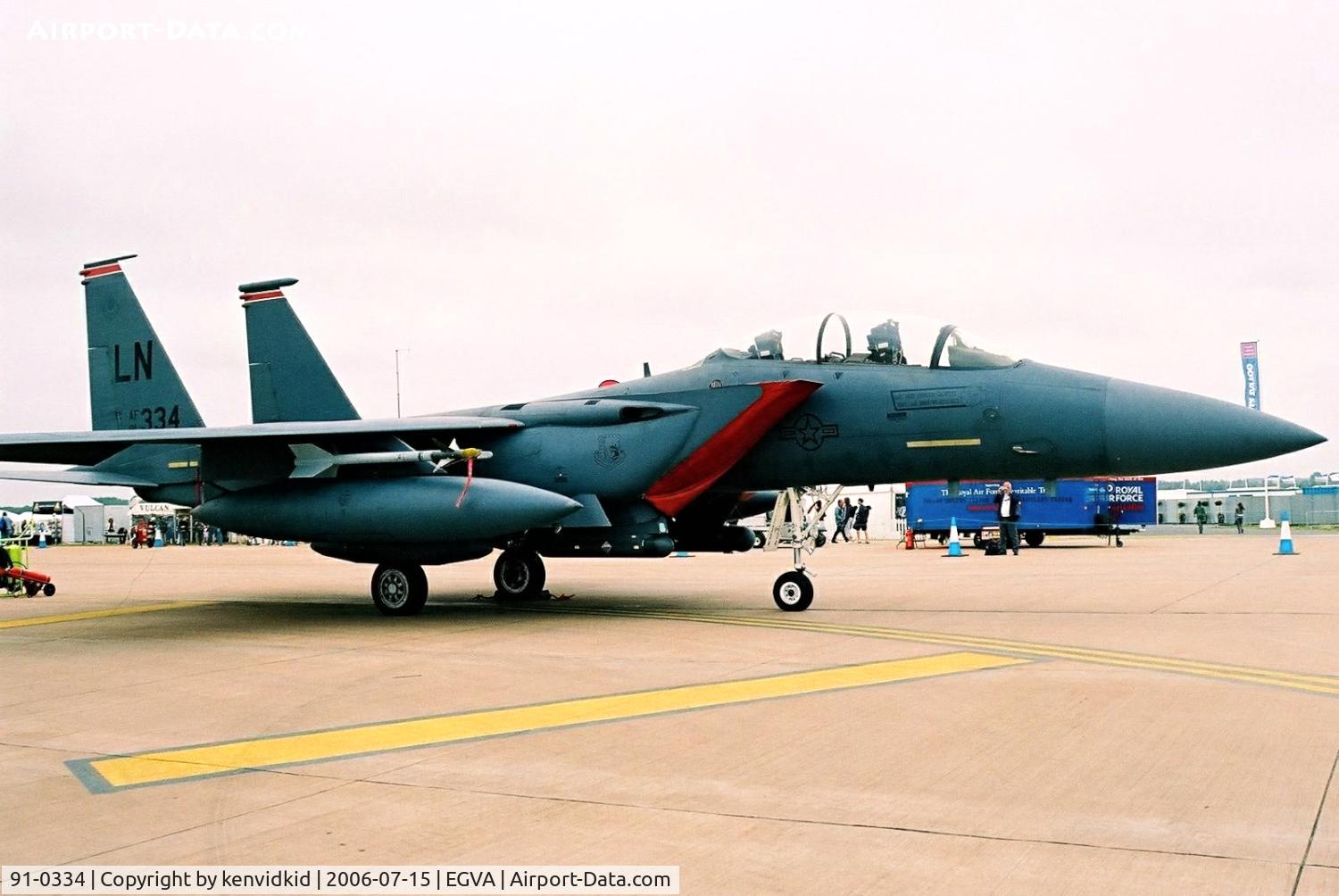 91-0334, 1991 McDonnell Douglas F-15E Strike Eagle C/N 1241/E199, US Air Force on static display at RIAT.
