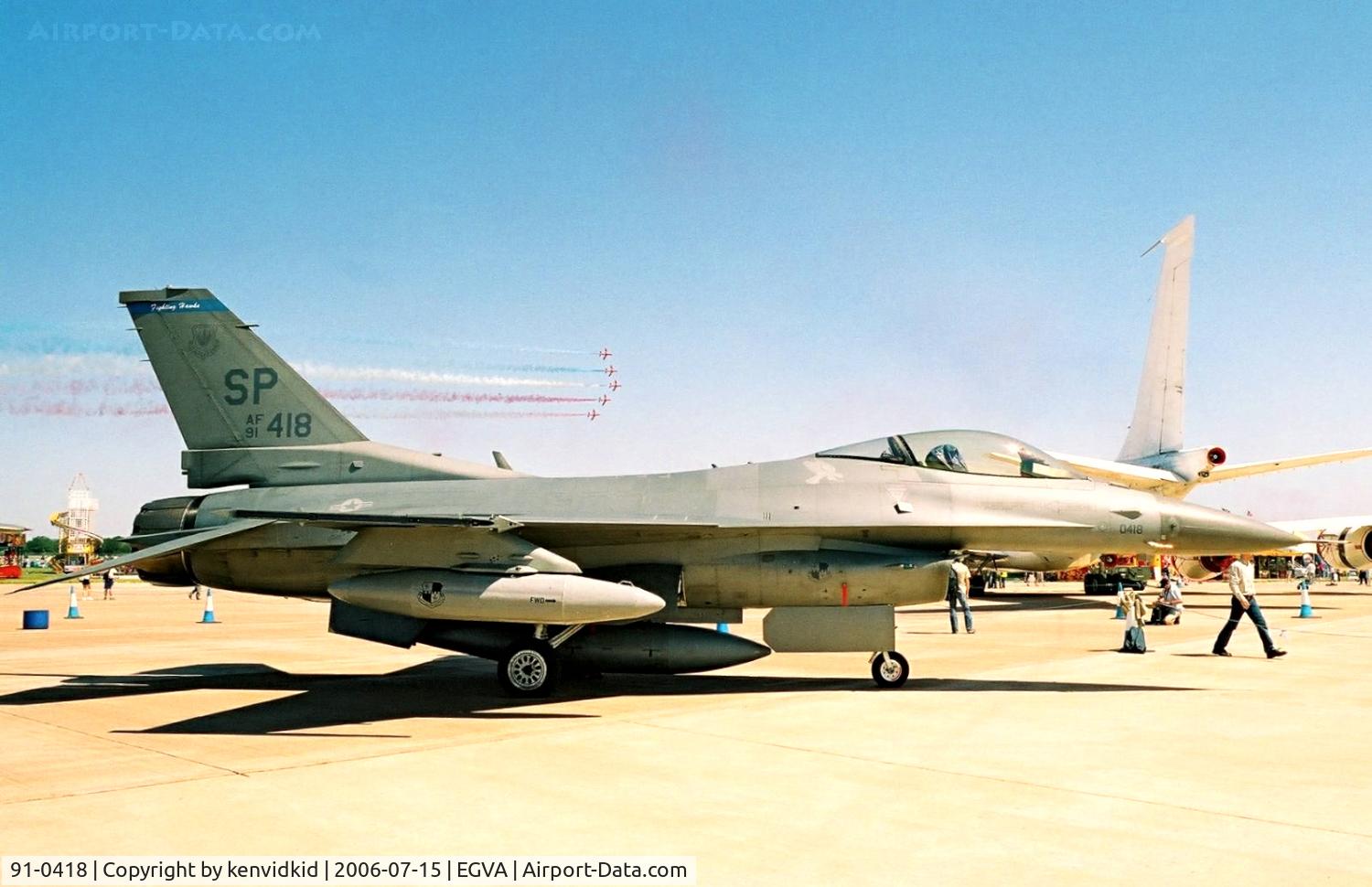 91-0418, General Dynamics F-16CJ Fighting Falcon C/N CC-116, US Air Force on static display at RIAT.