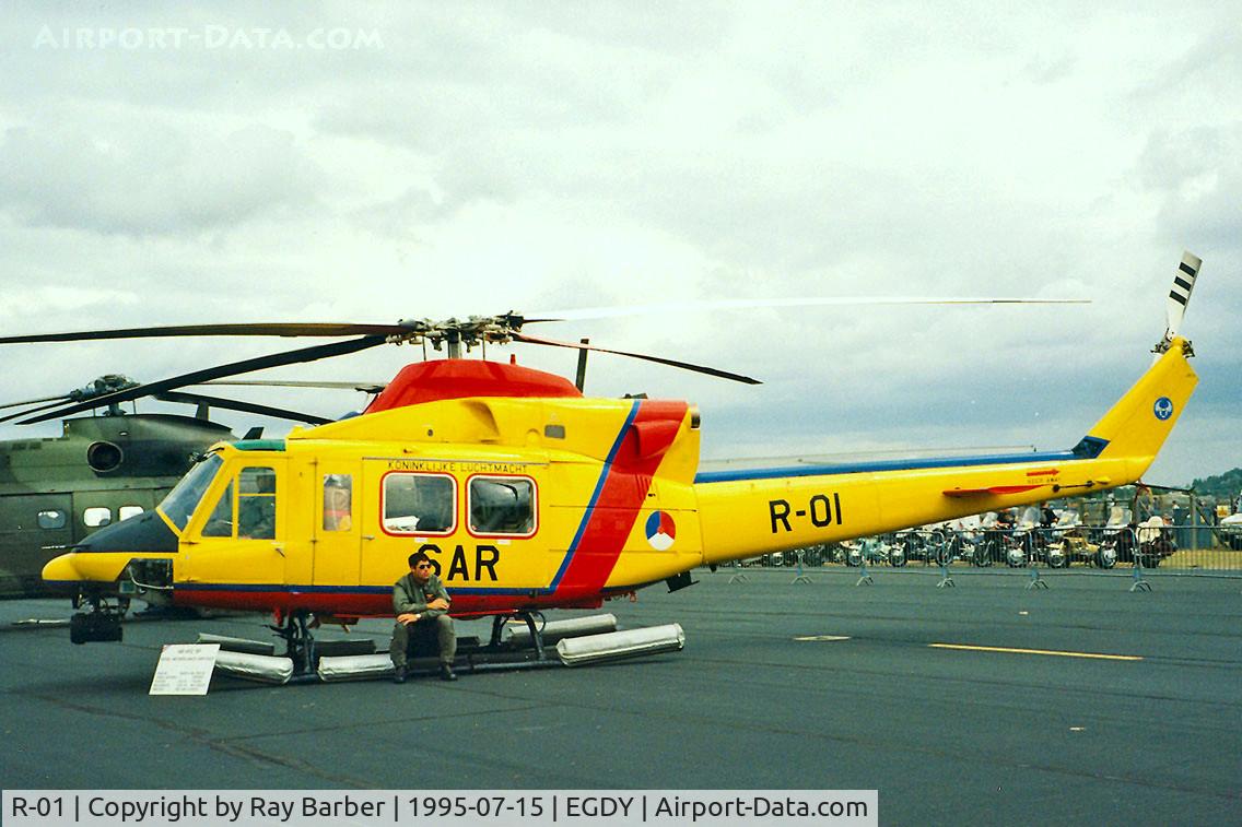 R-01, Agusta AB-412SP C/N 25630, Agusta-Bell AB.412SP [25630] (Royal Netherlands Air Force) RNAS Yeovilton~G 15/07/1995
