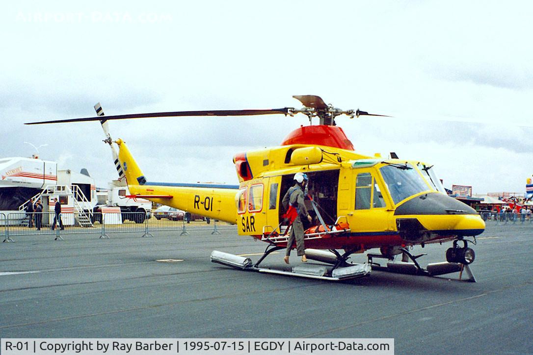 R-01, Agusta AB-412SP C/N 25630, Agusta-Bell AB.412SP [25630] (Royal Netherlands Air Force) RNAS Yeovilton~G 15/07/1995