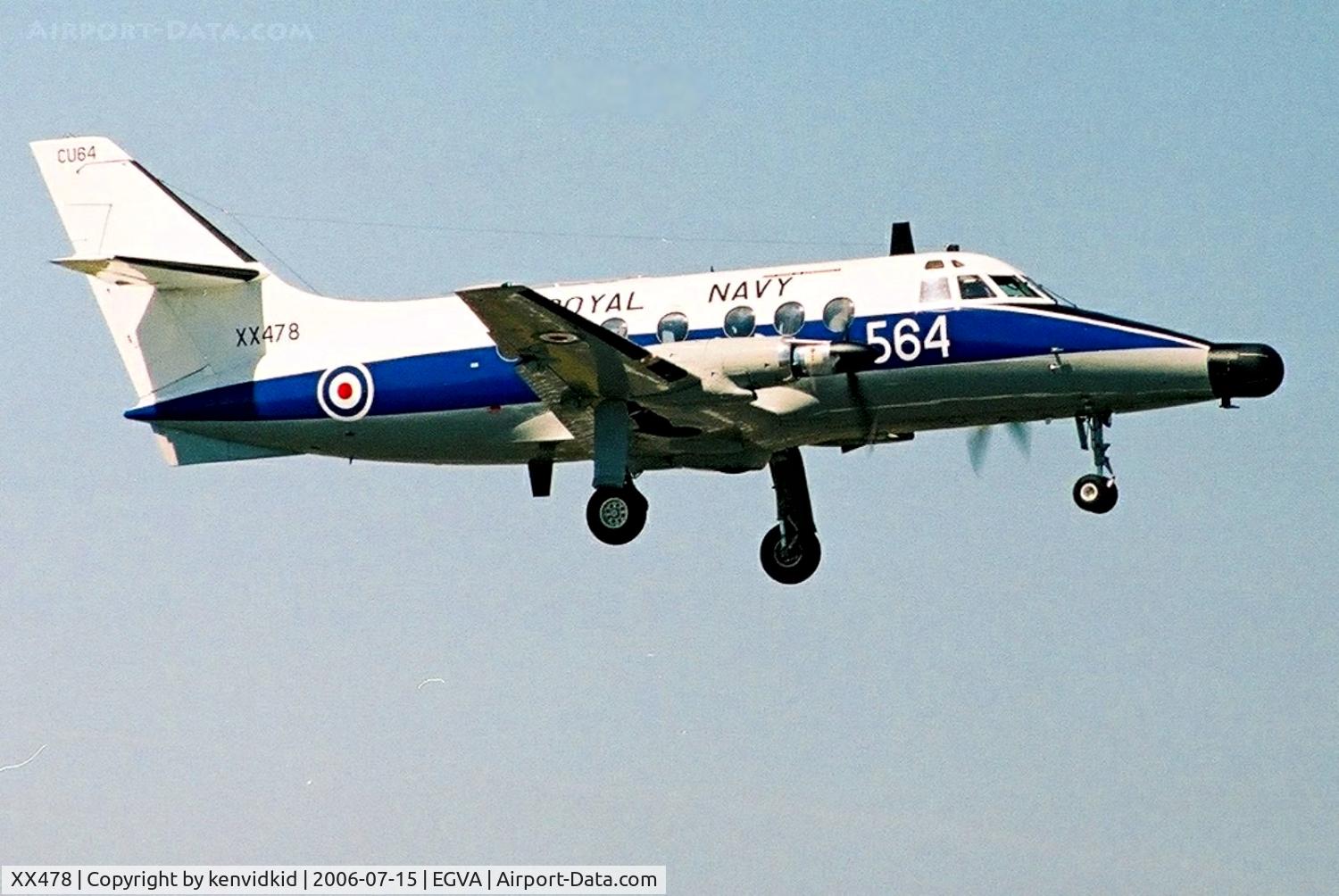 XX478, 1970 Scottish Aviation HP-137 Jetstream T.2 C/N 261, Royal Navy on finals after its display at RIAT.
