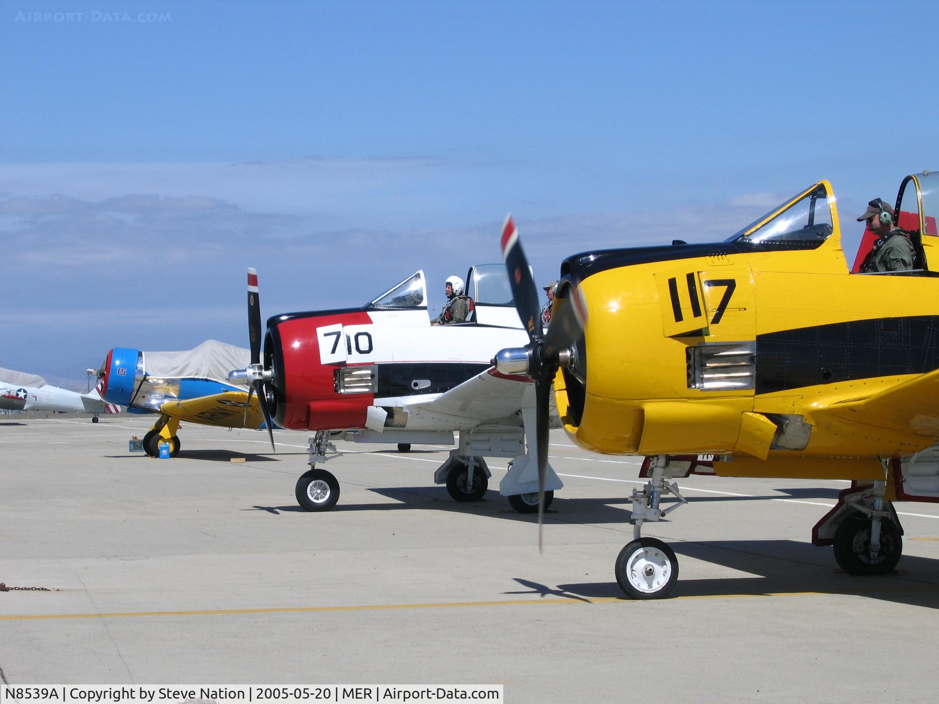 N8539A, 1950 North American T-28D Trojan C/N 174-165 (51-3627), MX Aerosport 1950 T-28A (AF 51-3627) as Navy D/710 with T-28B NX88AW Navy/117 @ West Coast Formation Clinic