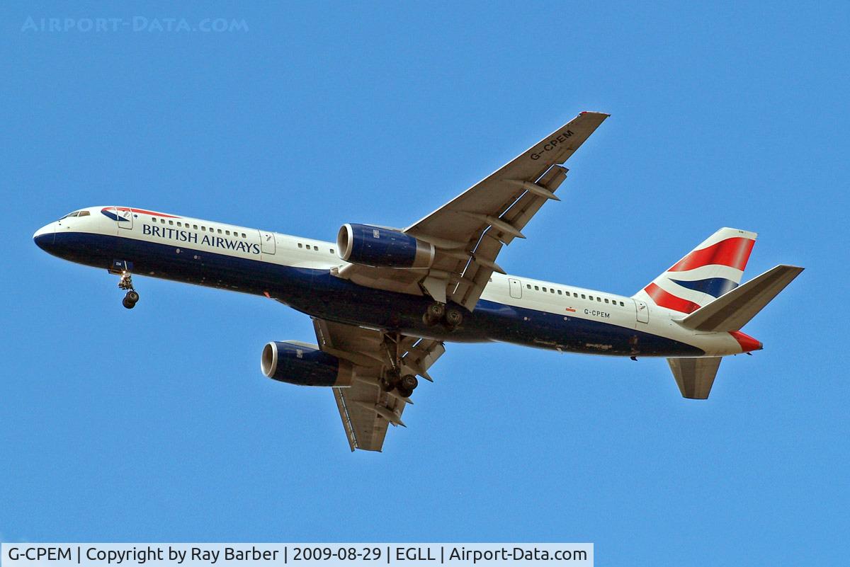 G-CPEM, 1997 Boeing 757-236 C/N 28665, Boeing 757-236 [28665] (British Airways) Home~G 29/08/2009. On approach 27R.