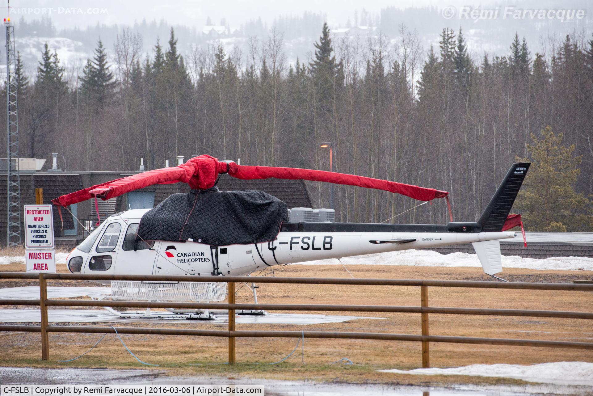 C-FSLB, 1988 Aerospatiale AS-350B-2 Ecureuil C/N 2142, Parked at Canadian Helicopters base in Smithers proper (not at airport).