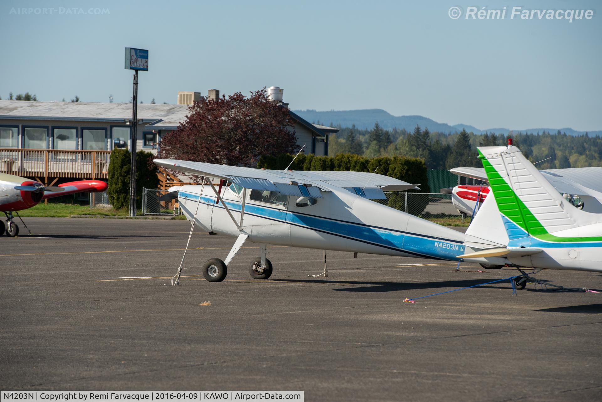 N4203N, 1947 Cessna 140 C/N 14029, Parked north of main terminal building.