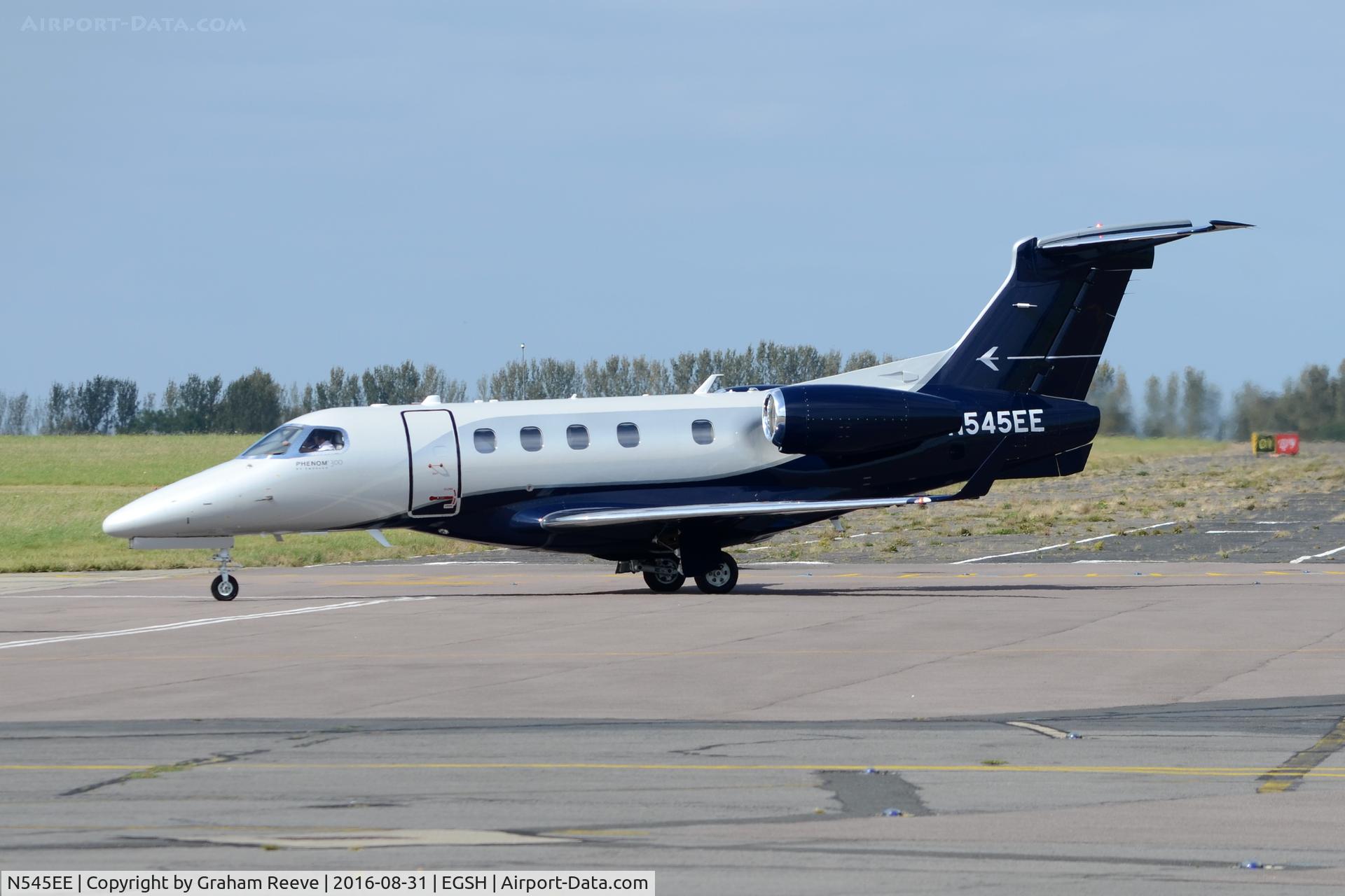 N545EE, 2016 Embraer EMB-505 Phenom 300 C/N 50500345, Just landed at Norwich.