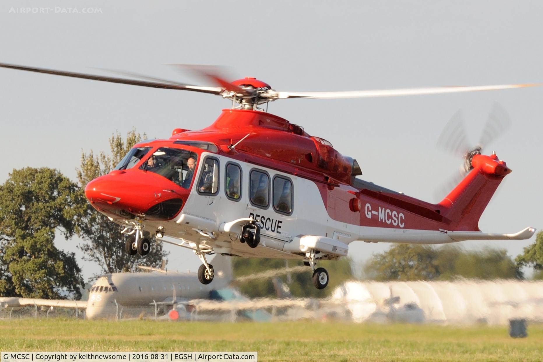 G-MCSC, 2014 AgustaWestland AW-139 C/N 41379, Leaving for first test flight.