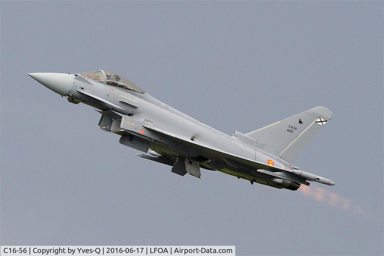 C16-56, Eurofighter EF-2000 Typhoon S C/N SS038, Spanish Air Force Eurofighter EF-2000 Typhoon S, Take off rwy 24, Avord Air Base 702 (LFOA) Open day 2016