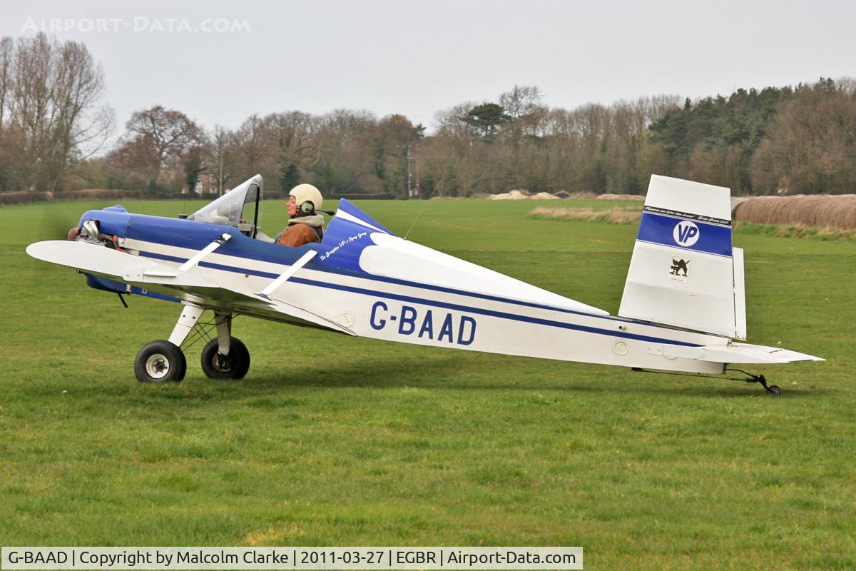 G-BAAD, 1973 Evans VP-1 Volksplane C/N PFA 1540, Evans VP-1 at Breighton Airfield, March 27th 2011.