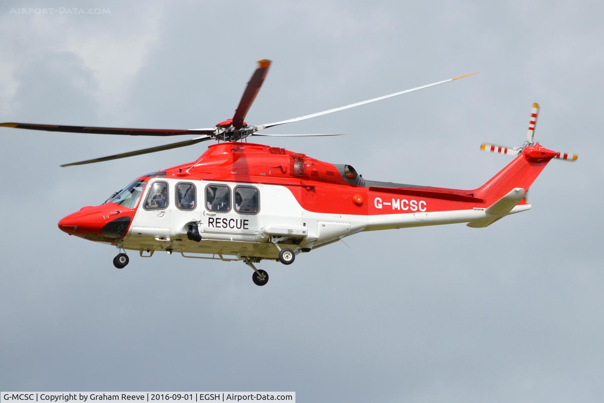 G-MCSC, 2014 AgustaWestland AW-139 C/N 41379, Departing from Norwich for Aberdeen.