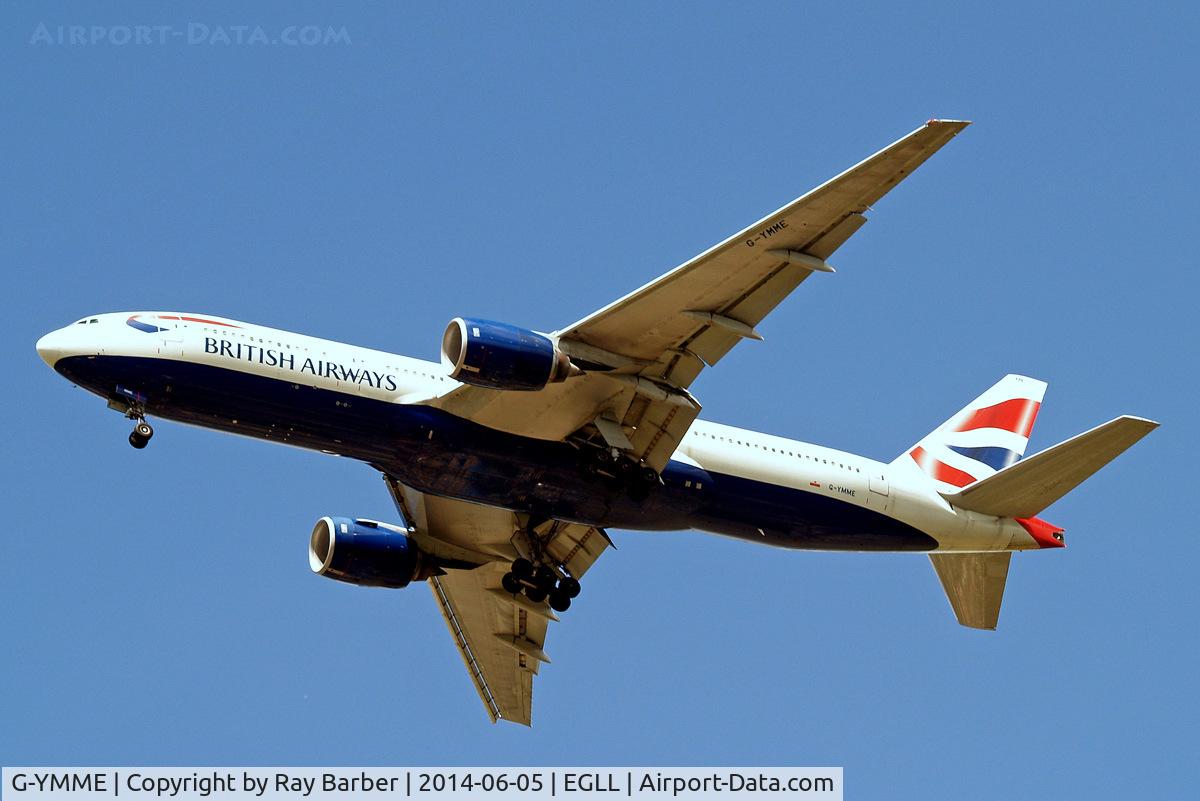 G-YMME, 2000 Boeing 777-236/ER C/N 30306, Boeing 777-236ER [30306] (British Airways) Home~G 05/06/2014. On approach 27R