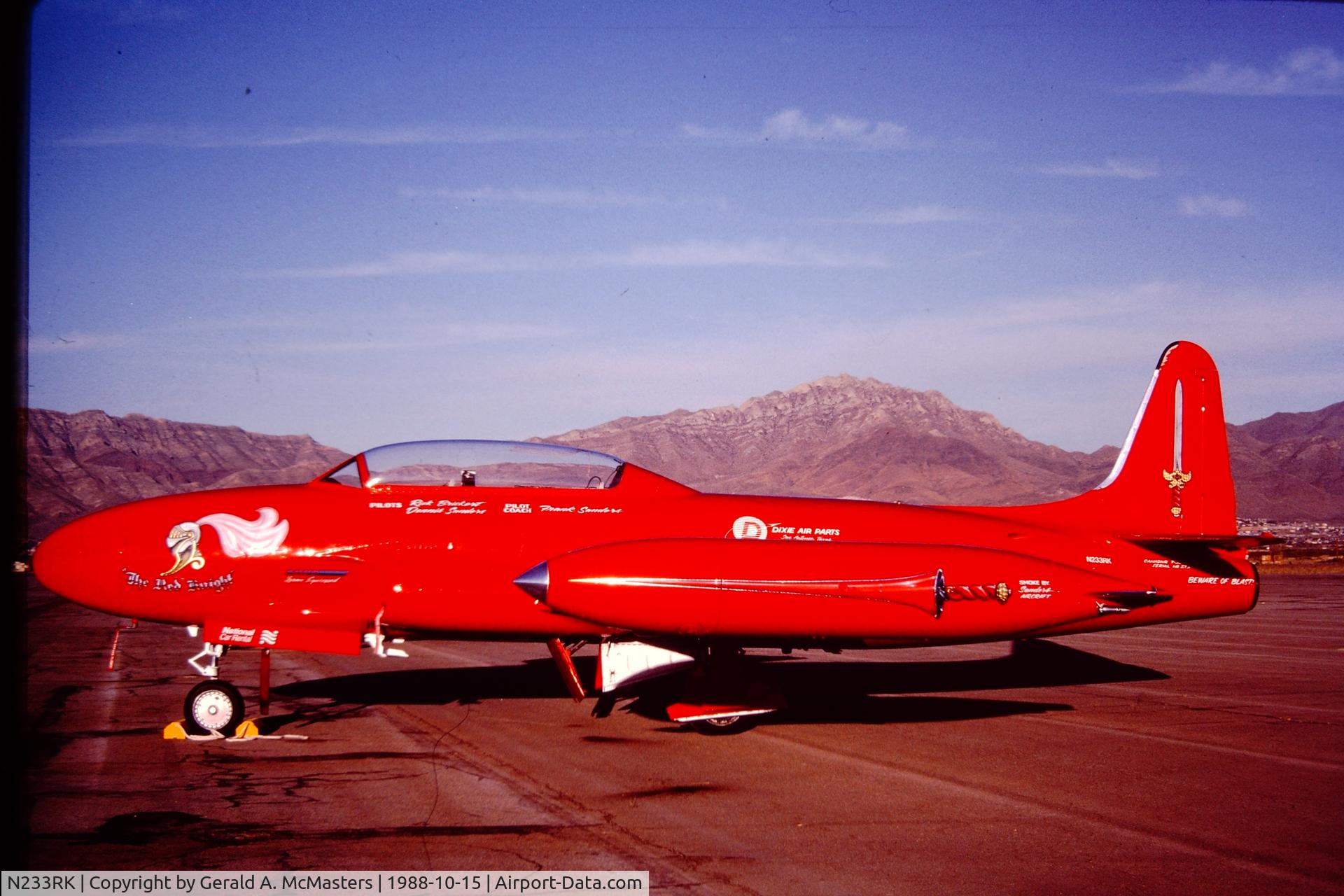 N233RK, Canadair T-33AN Silver Star 3 C/N T33-273, Biggs AAF, El Paso, Texas, in October 1988.