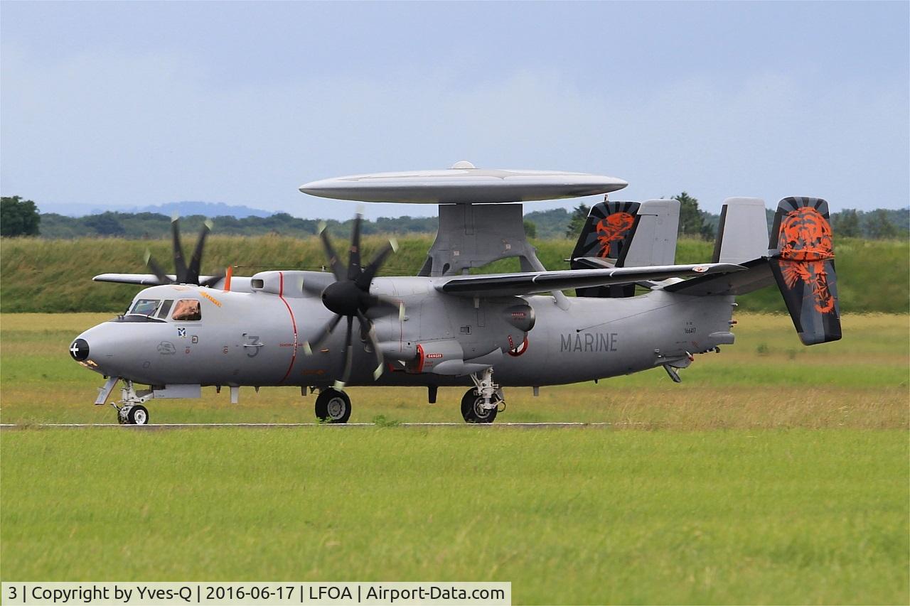 3, Northrop Grumman E-2C Hawkeye C/N FR-3, French Naval Aviation Grumman E-2C Hawkeye, Landing rwy 24, Avord Air Base 702 (LFOA) Open day 2016