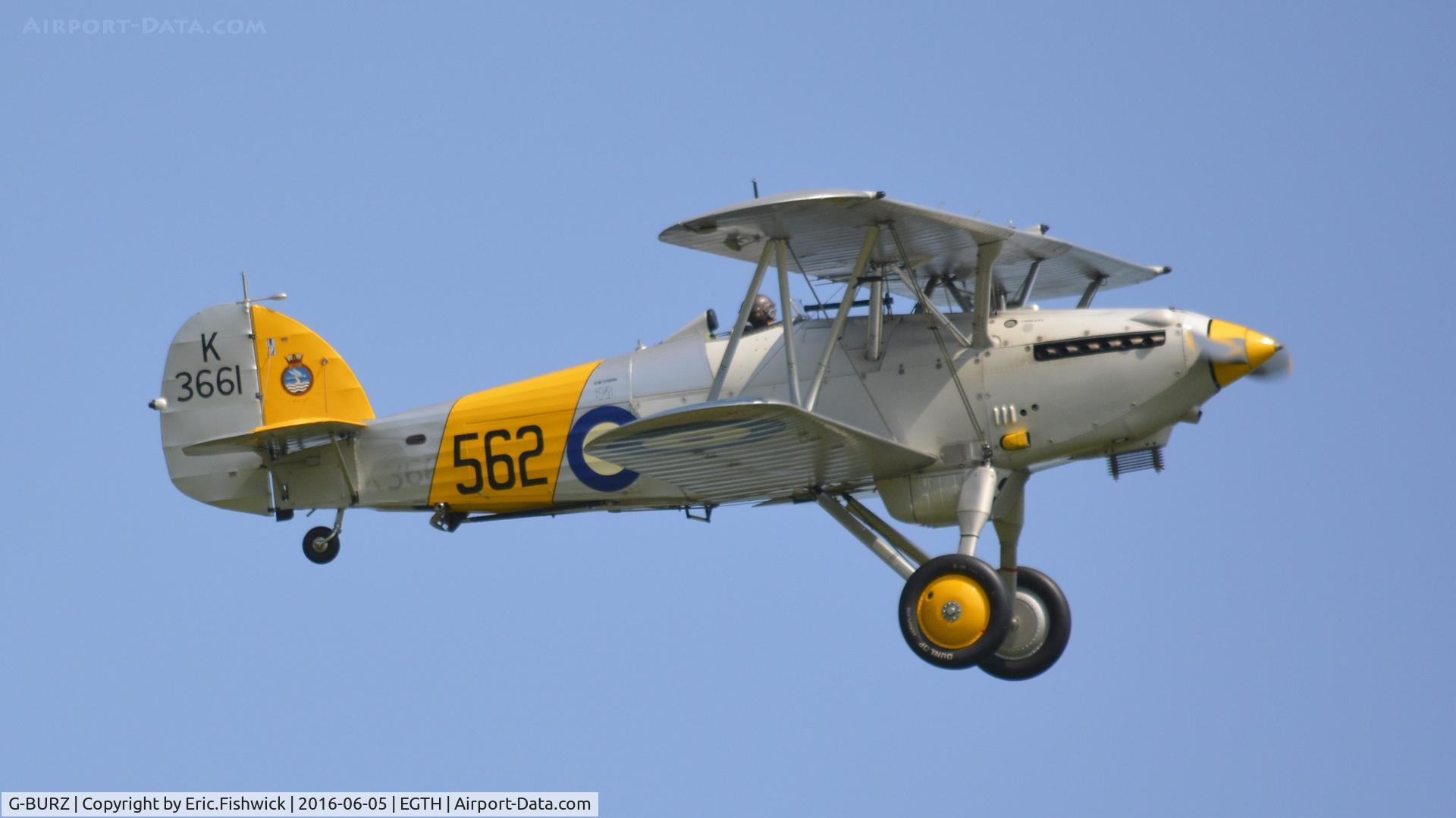 G-BURZ, 1934 Hawker Nimrod II C/N 41H-59890, 42. K3661 in display mode at Shuttleworth Collection's 'Fly Navy,' June 2016
