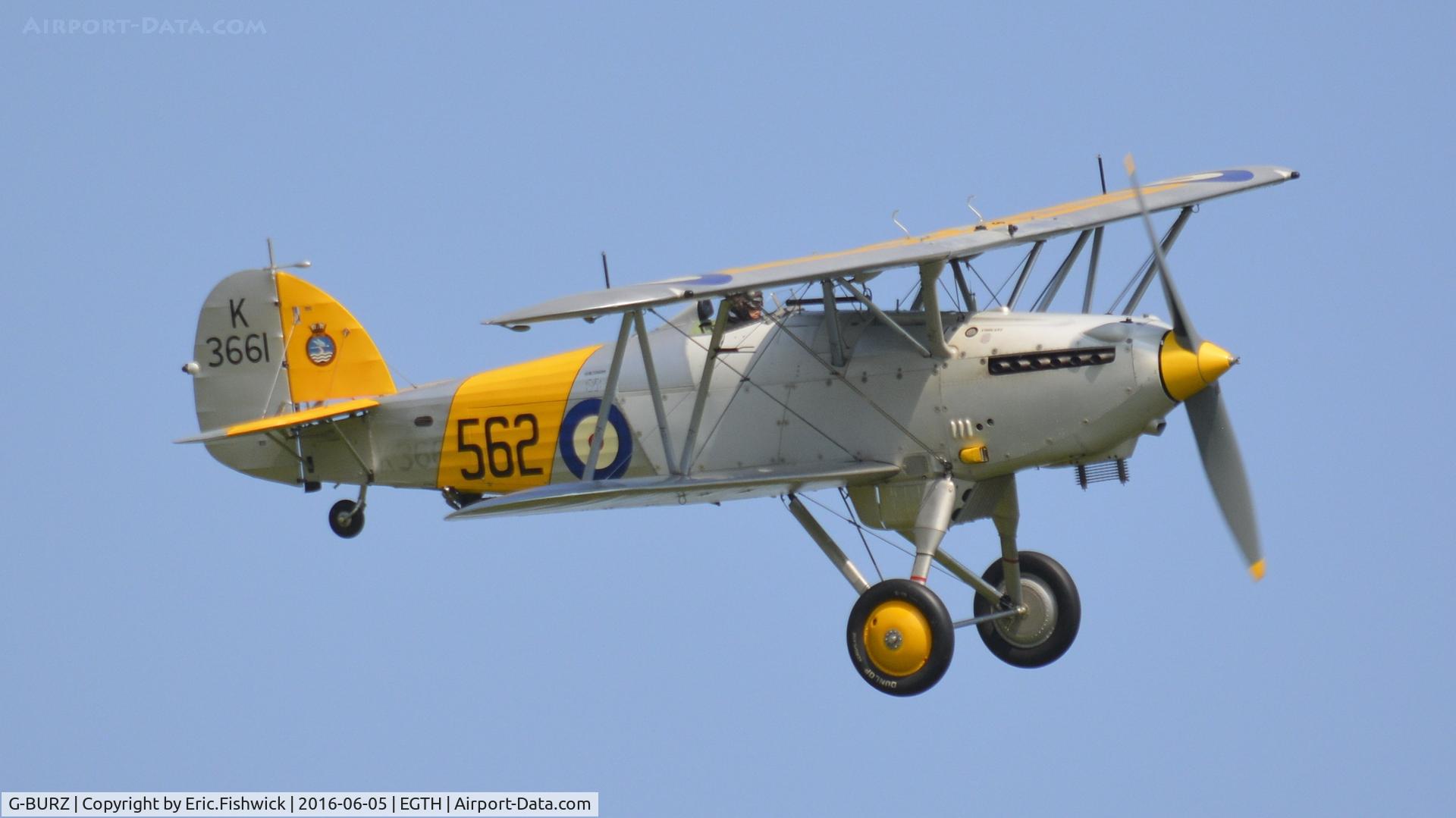G-BURZ, 1934 Hawker Nimrod II C/N 41H-59890, 43. K3661 in display mode at Shuttleworth Collection's 'Fly Navy,' June 2016