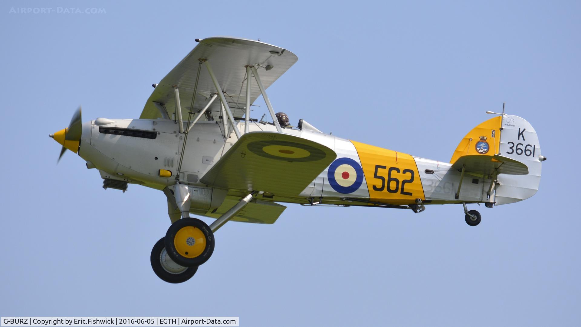 G-BURZ, 1934 Hawker Nimrod II C/N 41H-59890, 44. K3661 in display mode at Shuttleworth Collection's 'Fly Navy,' June 2016